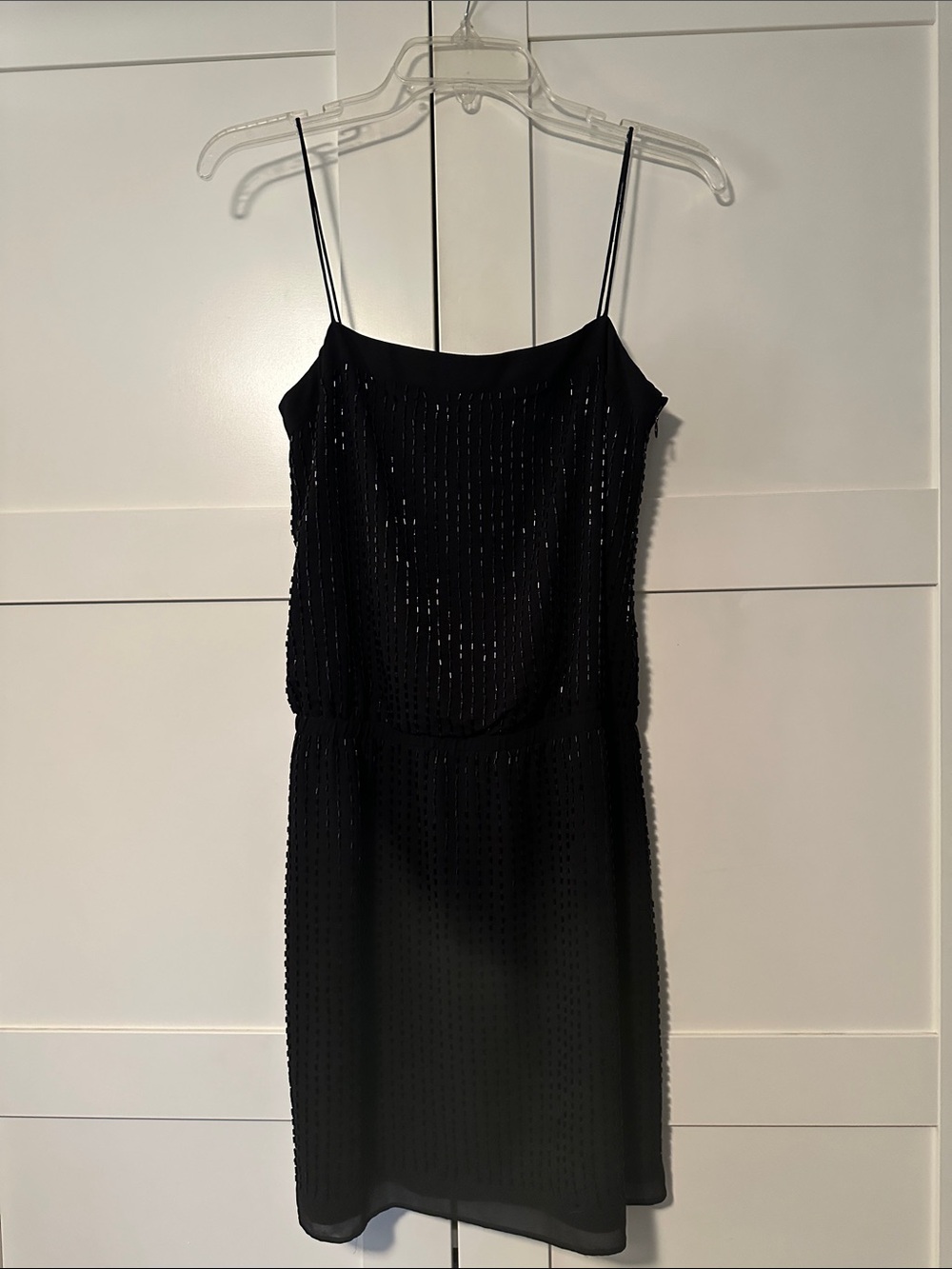 Ann Taylor Black Beaded Spaghetti-Strap Mini Dress SZ 00